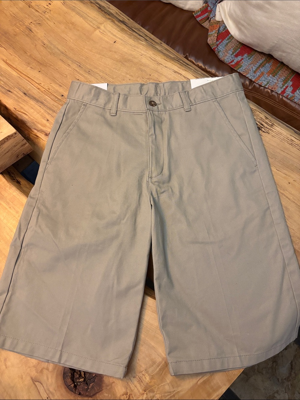 Izod Khaki-Style Boys' Flat Front Shorts - Light Tan